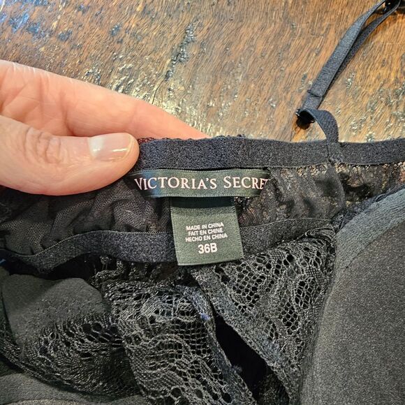 Black Sheer Lace Babydoll 36B Bow Flyaway Nightie Romanticcore Coquette Boudoir - Picture 5 of 9